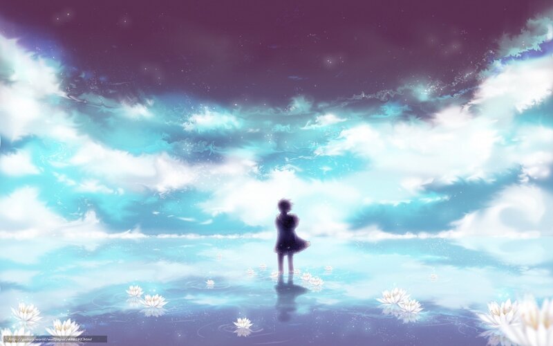 Silhouette of Person in Water — Blue, Serene, Night