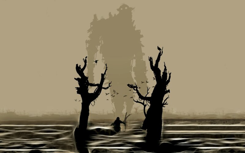 Silhouette of Person in Water — Brown, Dramatic