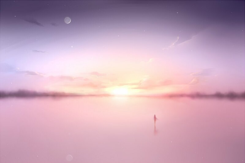 Silhouette of Person in Water — Pink