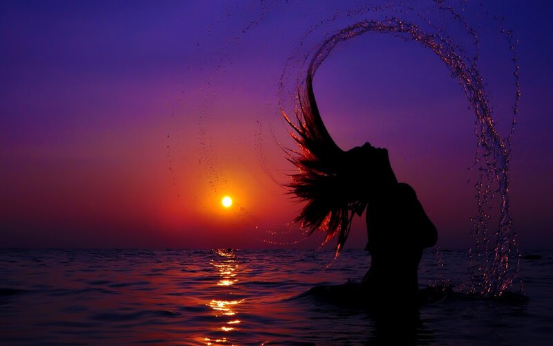 Silhouette of Person in Water — Purple