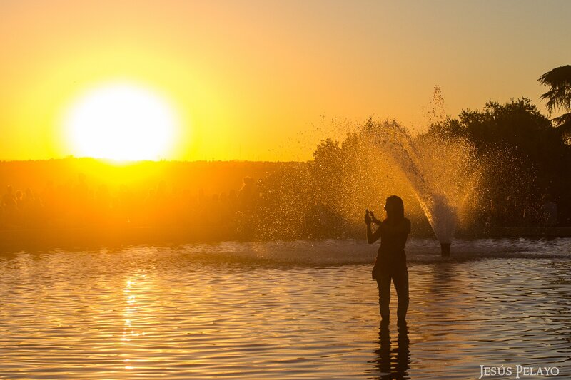 Silhouette of Person in Water — Yellow
