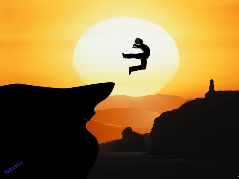 silhouette of person jumping