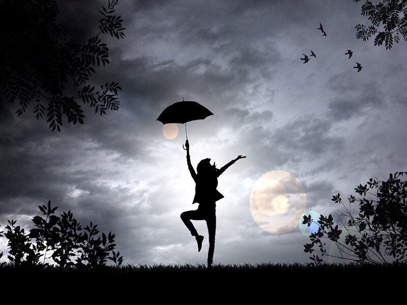 Silhouette of Person Jumping — Black, Dramatic