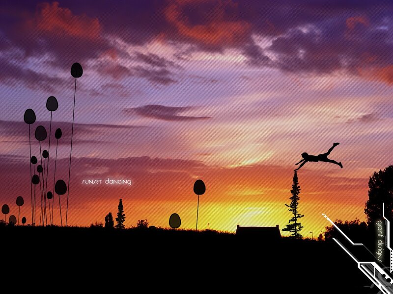 Silhouette of Person Jumping — Purple, Dramatic, Sunset, Digital Art, Sky