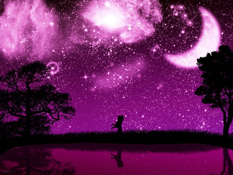 Silhouette of Person Jumping — Purple, Dreamy
