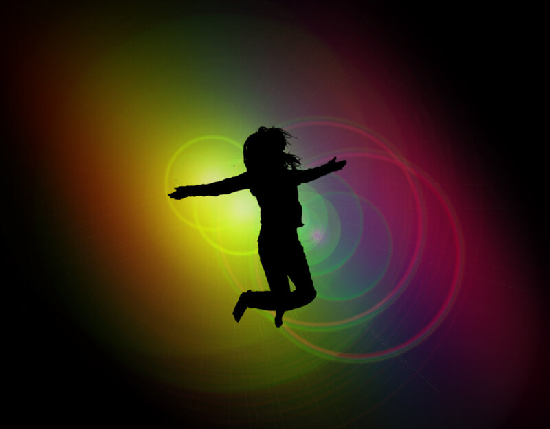 Silhouette of Person Jumping — Yellow