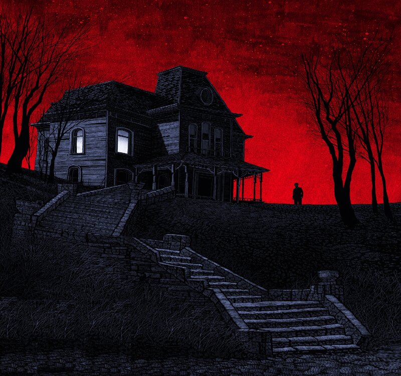 Silhouette of Person Near House