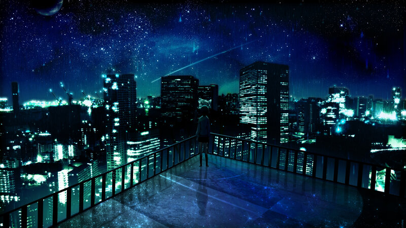 Silhouette of Person on Balcony — Blue, Melancholic