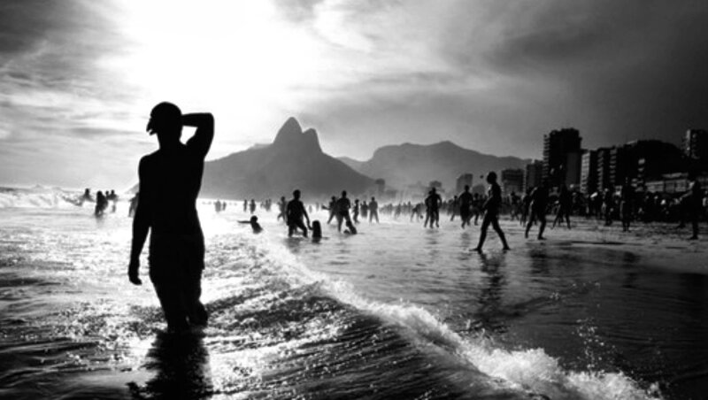 Silhouette of Person on Beach — Black, Dramatic, Sunset