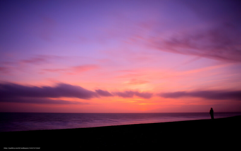 Silhouette of Person on Beach — Purple, Serene, Sunset