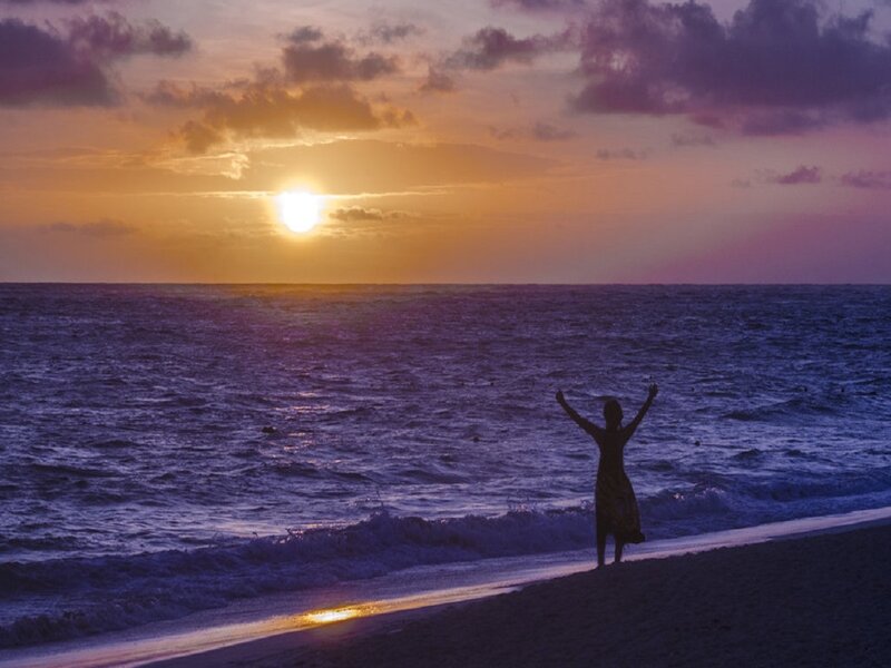 Silhouette of Person on Beach — Purple, Serene