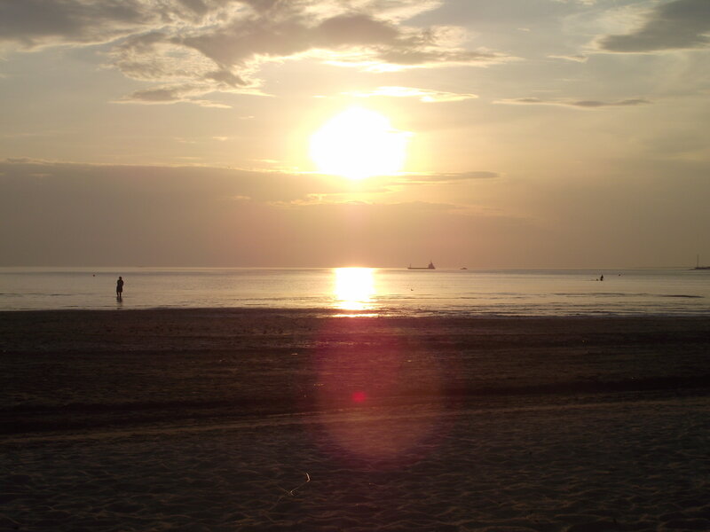 Silhouette of Person on Beach — Yellow, Serene, Sunset
