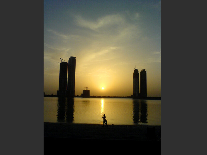 Silhouette of Person on Beach — Yellow, Serene