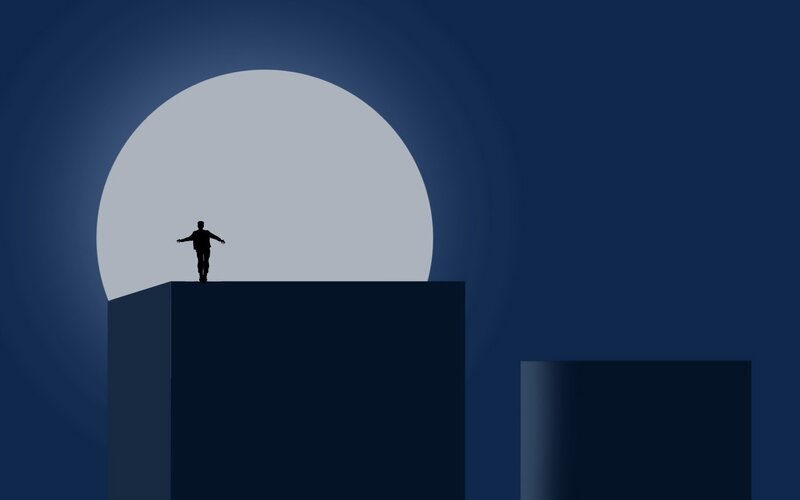 Silhouette of Person on Block