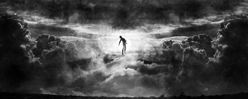 Silhouette of Person on Clouds