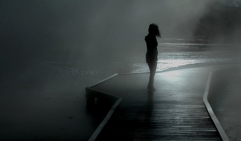 Silhouette of Person on Dock — Black