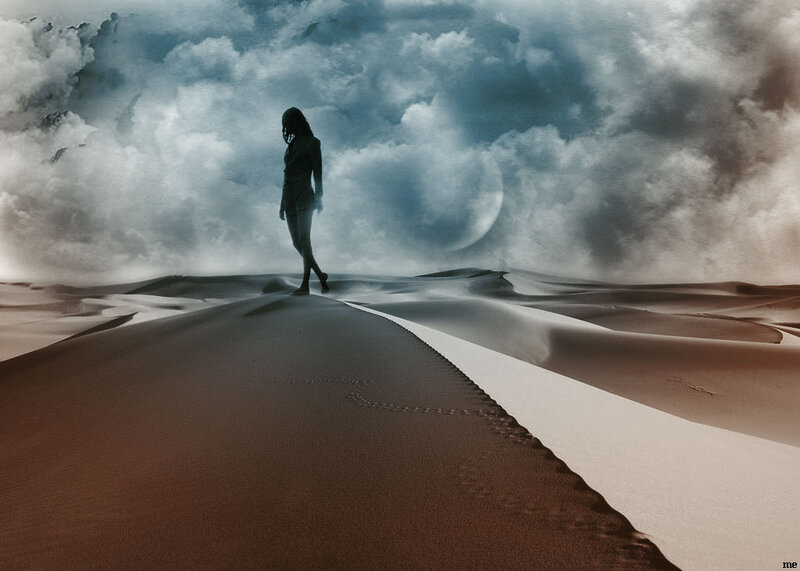 Silhouette of Person on Dunes