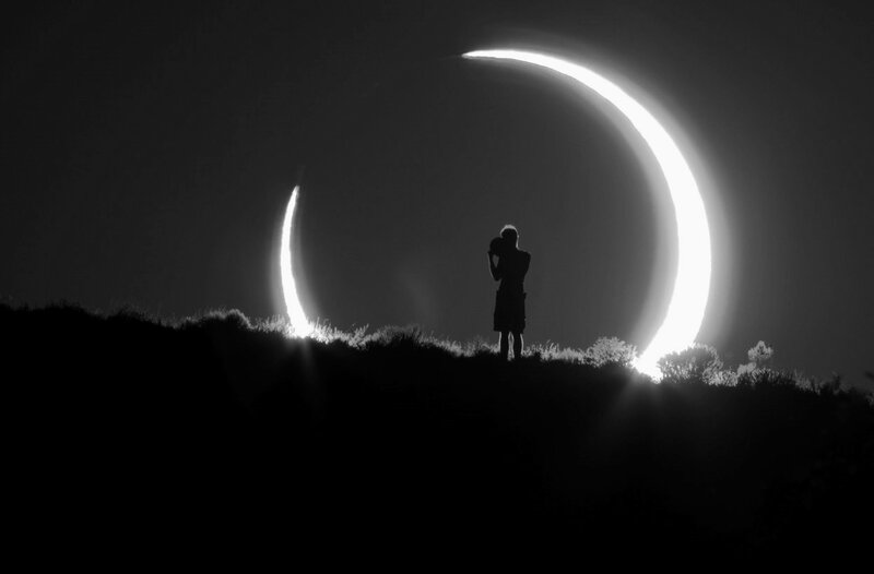 Silhouette of Person on Hill — Black, Dramatic