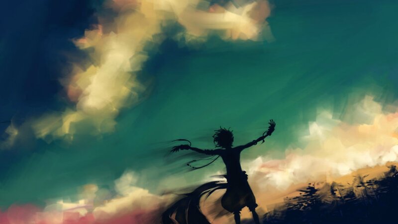 Silhouette of Person on Horse — Green