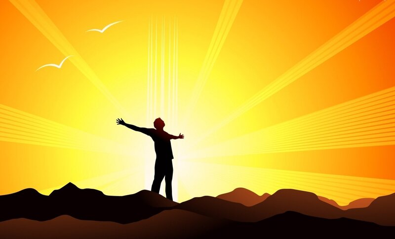 Silhouette of Person on Mountain
