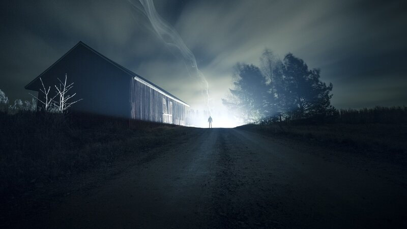 Silhouette of Person on Road — Black, Dark, Night