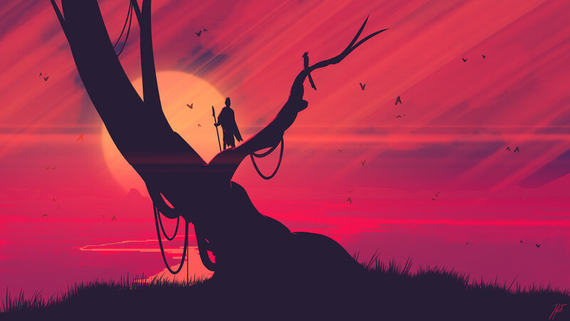 Silhouette of Person on Tree