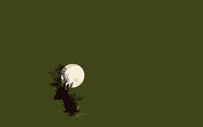 silhouette of person on tree with moon