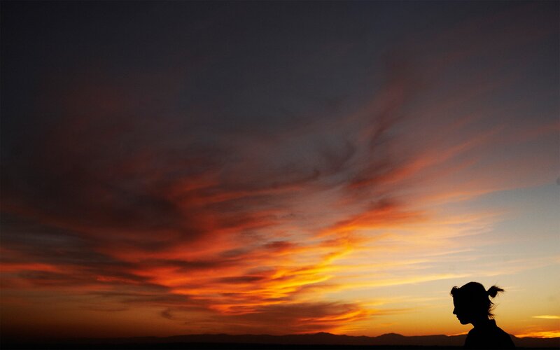 Silhouette of Person — Orange, Dramatic, Sunset, Photograph, Sky