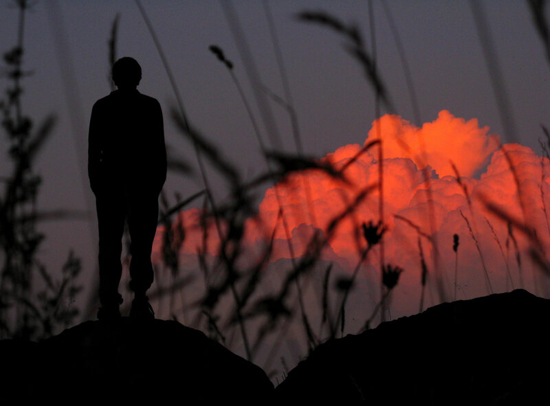 Silhouette of Person — Orange, Dramatic, Sunset