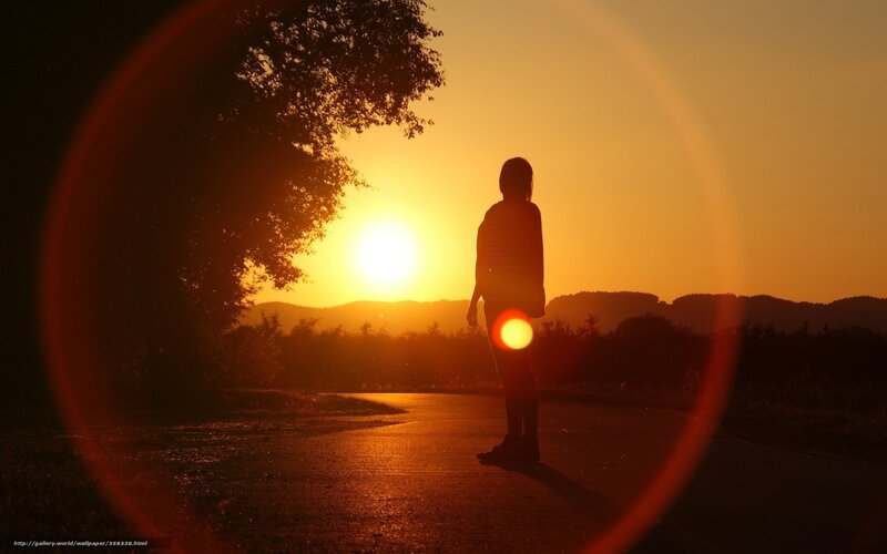 Silhouette of Person — Orange, Serene, Sunset, Photograph, Sun