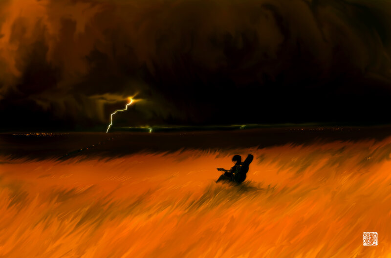 Silhouette of Person Playing Guitar
