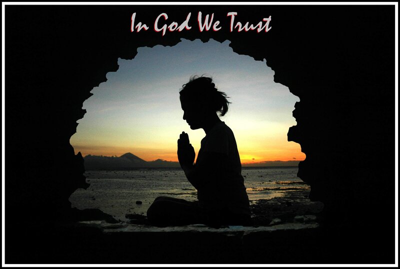Silhouette of Person Praying — Black