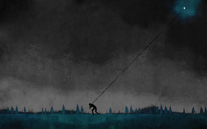 Silhouette of Person Pulling Rope — Black