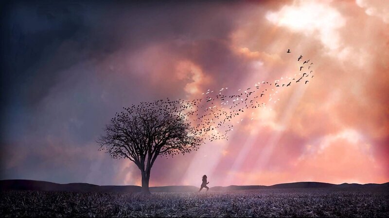 Silhouette of Person Running — Purple, Dramatic, Sunset