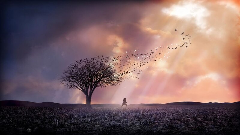 Silhouette of Person Running — Purple, Dramatic
