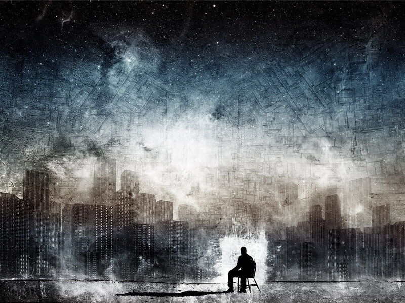 Silhouette of Person Sitting — Black, Dramatic