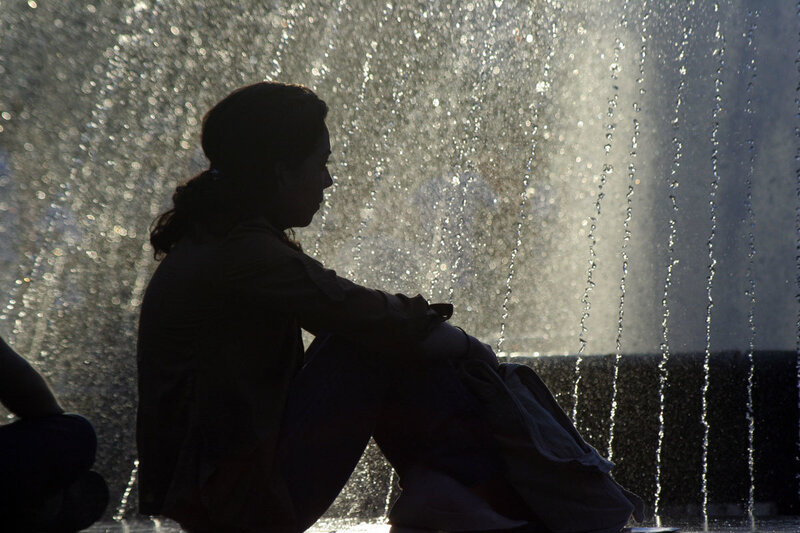 Silhouette of Person Sitting — Black