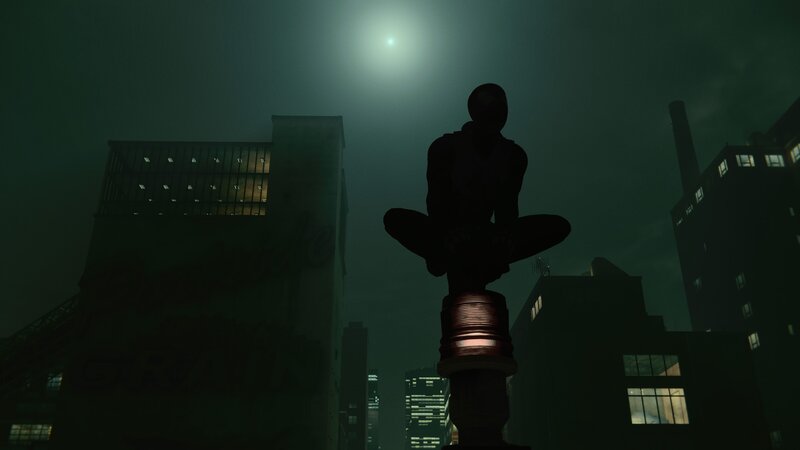Silhouette of Person Sitting — Green, Dark, Mysterious
