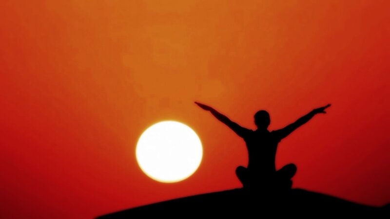 Silhouette of Person Sitting — Red