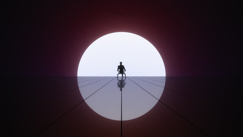 Silhouette of Person Sitting — White