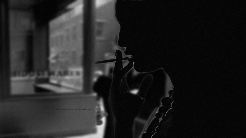 Silhouette of Person Smoking — Black, Dramatic, Night, Photograph