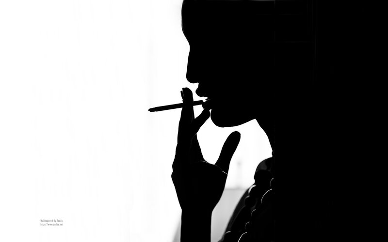 Silhouette of Person Smoking — Black, Dramatic, Photograph, Cigarette, Hand