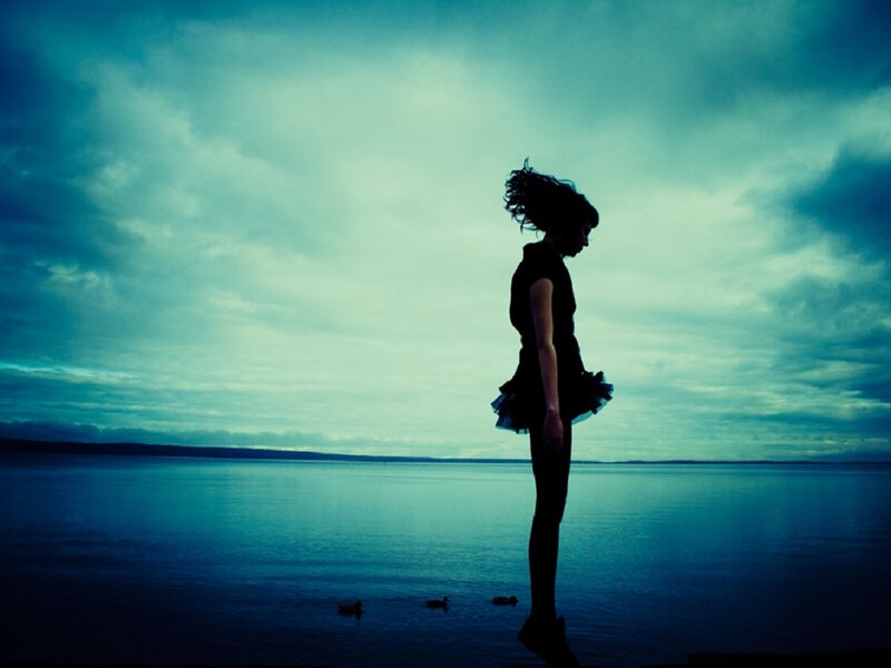 Silhouette of Person Standing — Blue, Dramatic