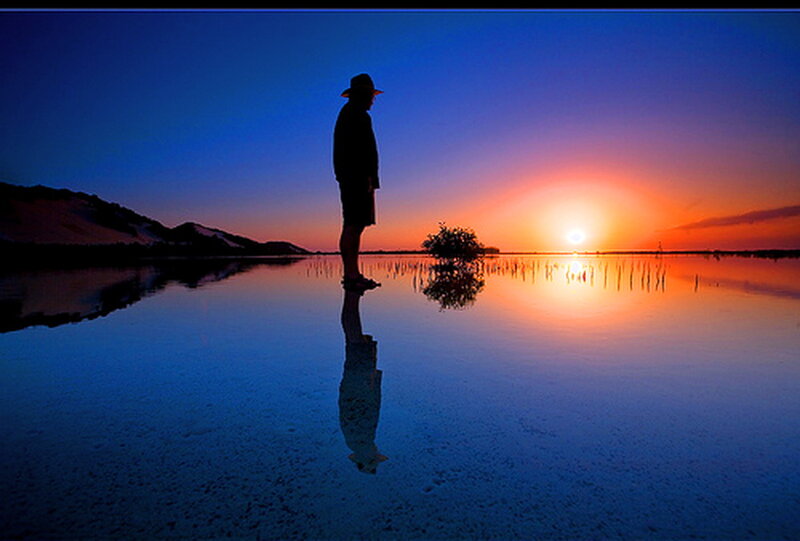 Silhouette of Person Standing — Blue