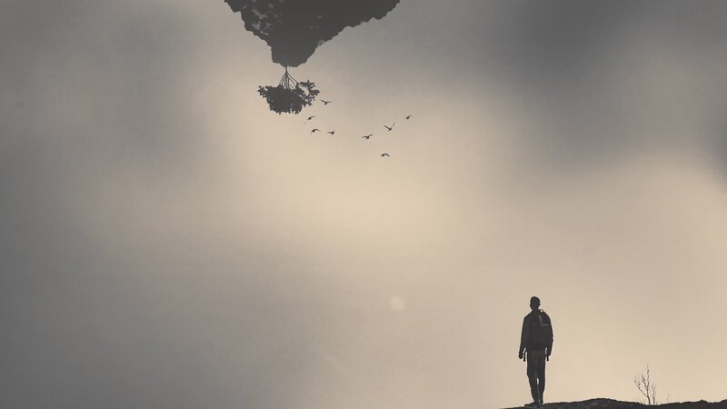 Silhouette of Person Standing — Gray, Dramatic, Sunset
