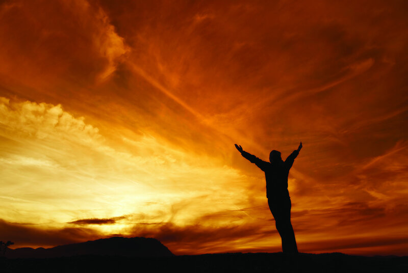 Silhouette of Person Standing — Orange, Dramatic
