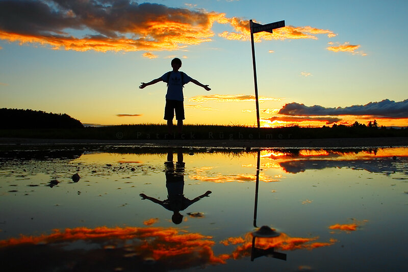 Silhouette of Person Standing — Orange