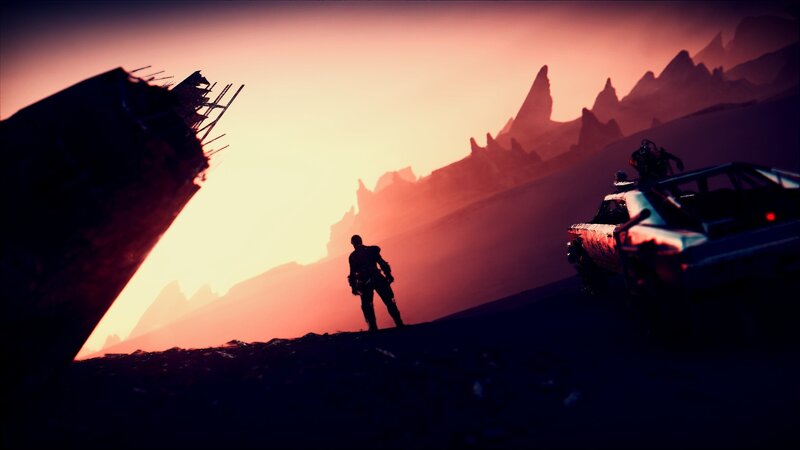 Silhouette of Person Standing — Red, Dramatic, Sunset