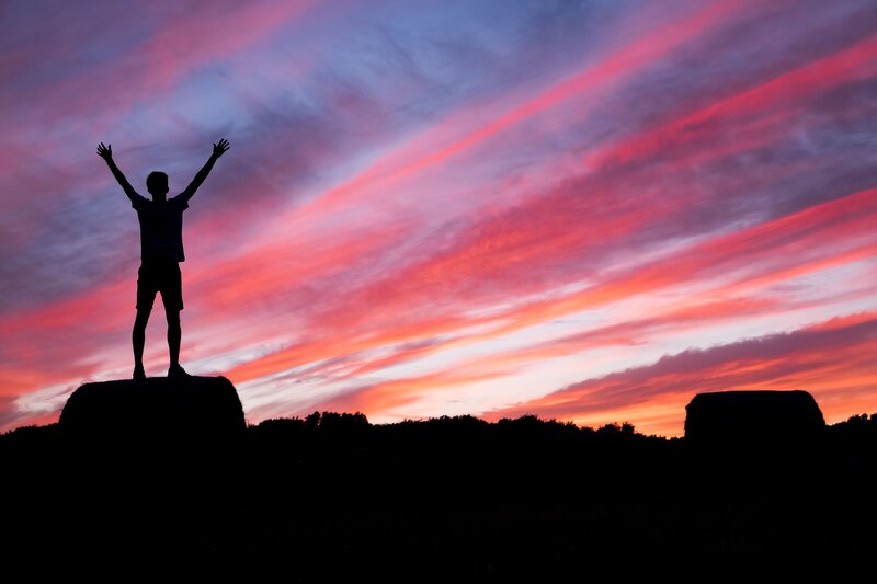 Silhouette of Person Standing — Red, Dramatic