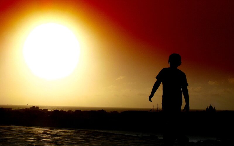 Silhouette of Person Standing — Yellow, Dramatic